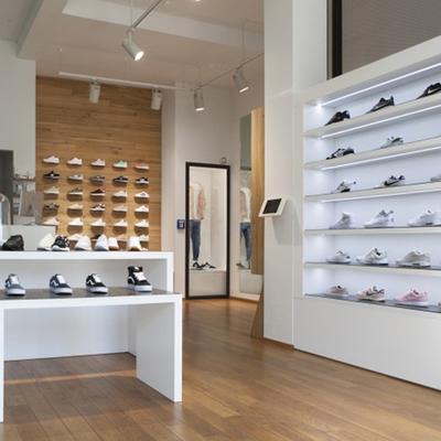 Customized wooden display equipment for shoe store