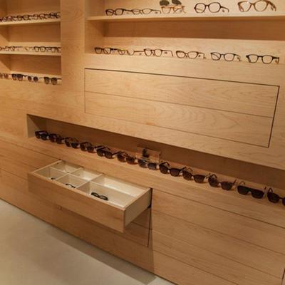 Customized wooden eyeglass counter display for eyeglass sale